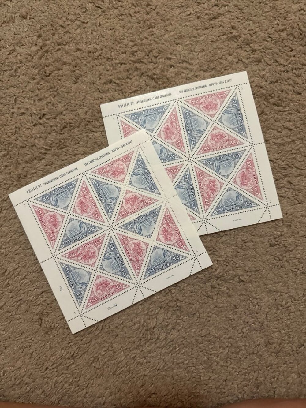 16 triangles internal stamp exhibit 1997 stamps